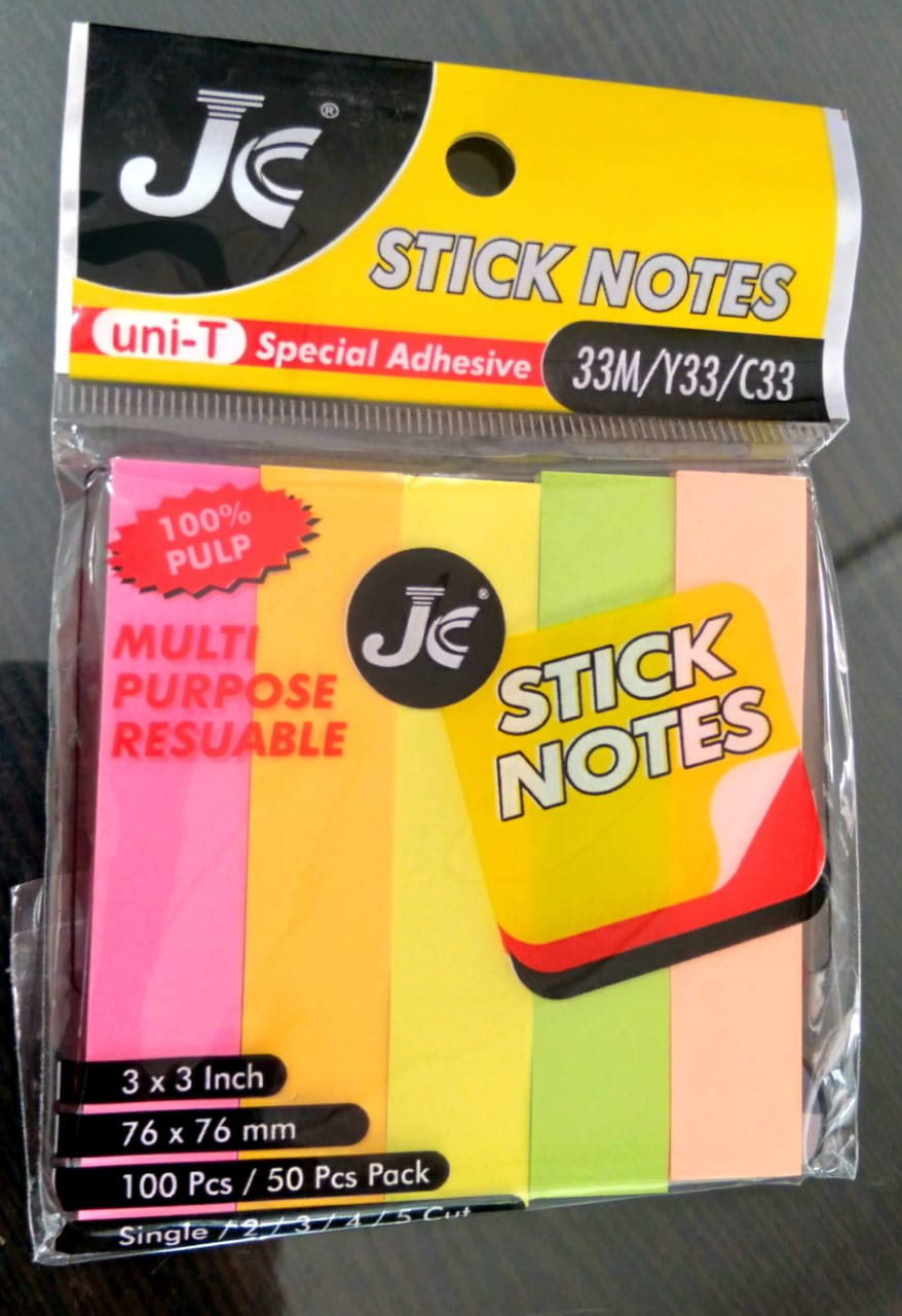 Jc Sticky Notes (Multi Purpose Reusable) 3*3 Inch Best sticky notes